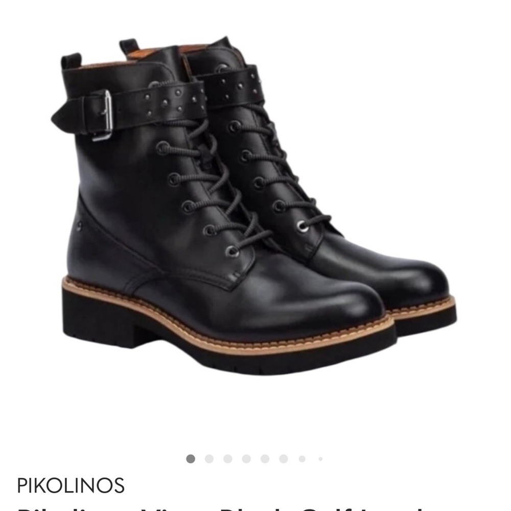 Pikolinos Black Leather Moto Boots